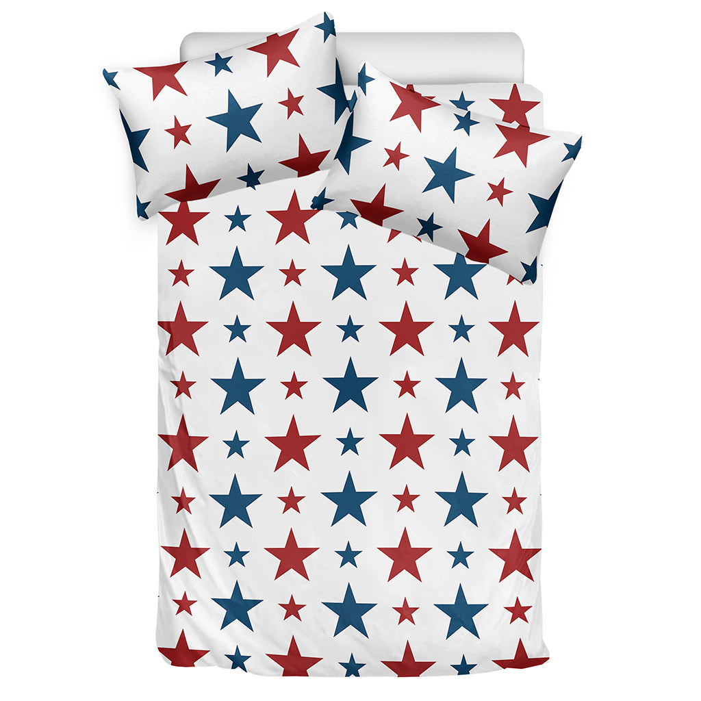Red And Blue USA Star Pattern Print Duvet Cover Bedding Set
