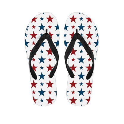 Red And Blue USA Star Pattern Print Flip Flops