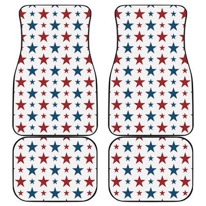 Red And Blue USA Star Pattern Print Front and Back Car Floor Mats