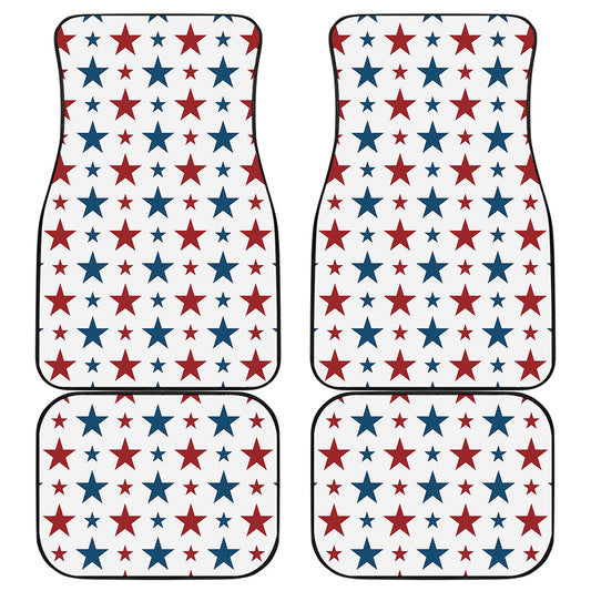 Red And Blue USA Star Pattern Print Front and Back Car Floor Mats