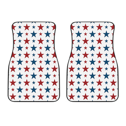Red And Blue USA Star Pattern Print Front Car Floor Mats