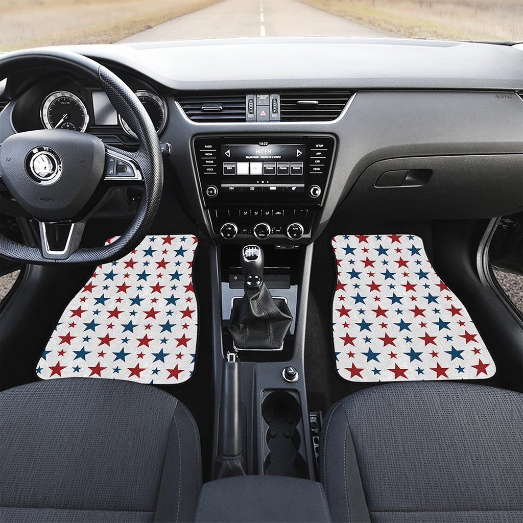 Red And Blue USA Star Pattern Print Front Car Floor Mats