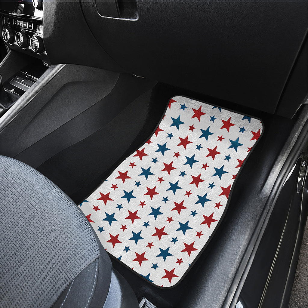 Red And Blue USA Star Pattern Print Front Car Floor Mats