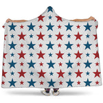 Red And Blue USA Star Pattern Print Hooded Blanket