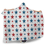 Red And Blue USA Star Pattern Print Hooded Blanket