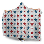 Red And Blue USA Star Pattern Print Hooded Blanket