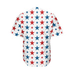 Red And Blue USA Star Pattern Print Men's Baseball Jersey