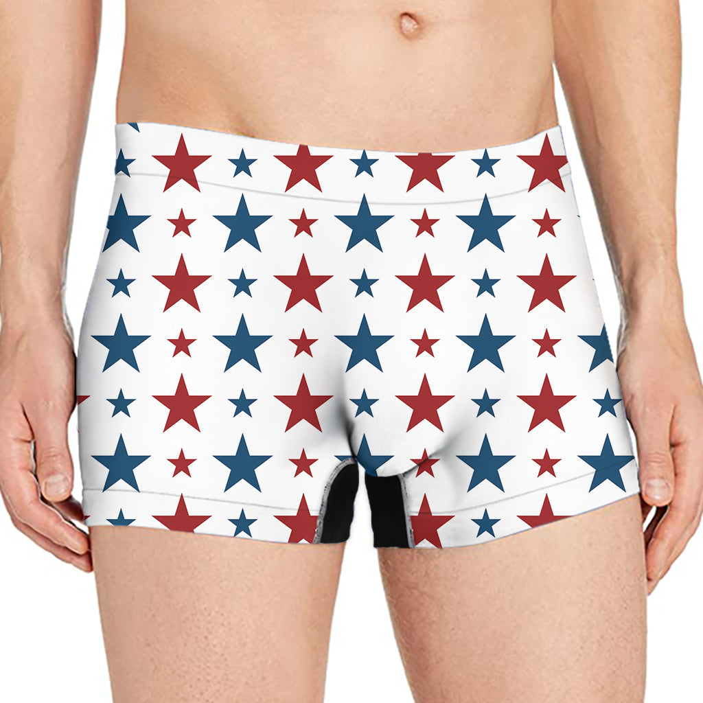 Red And Blue USA Star Pattern Print Men's Boxer Briefs