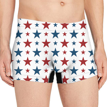 Red And Blue USA Star Pattern Print Men's Boxer Briefs
