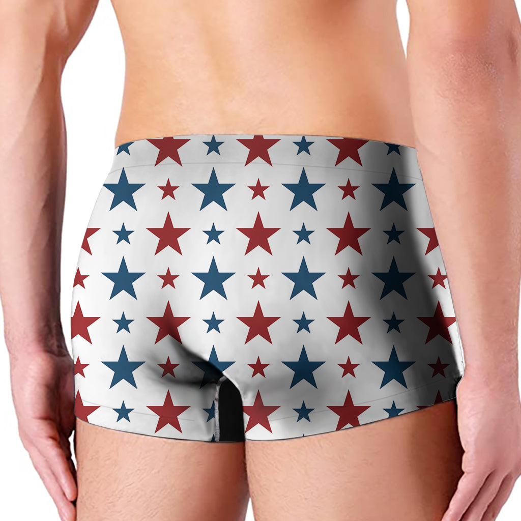 Red And Blue USA Star Pattern Print Men's Boxer Briefs