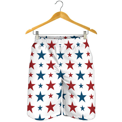 Red And Blue USA Star Pattern Print Men's Shorts