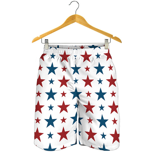 Red And Blue USA Star Pattern Print Men's Shorts