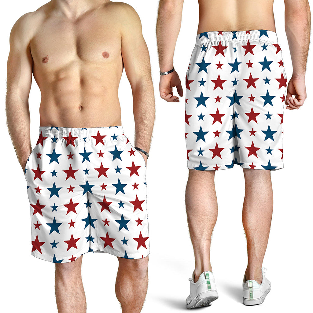 Red And Blue USA Star Pattern Print Men's Shorts