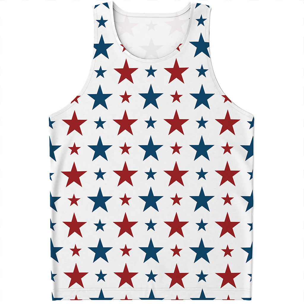 Red And Blue USA Star Pattern Print Men's Tank Top