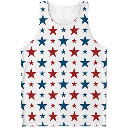 Red And Blue USA Star Pattern Print Men's Tank Top