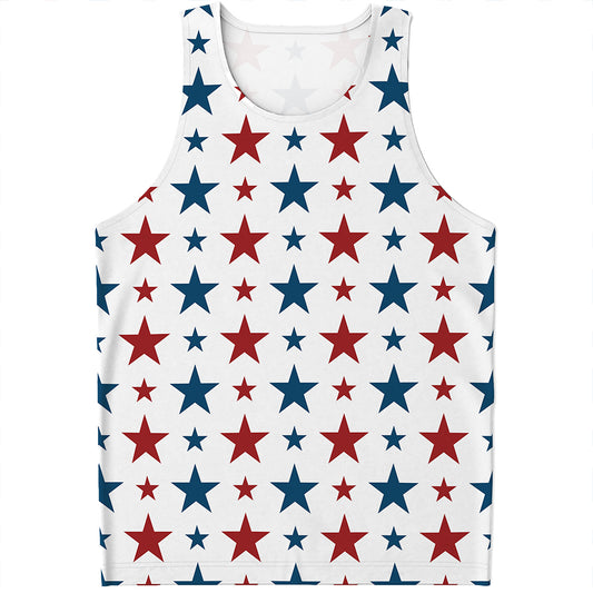 Red And Blue USA Star Pattern Print Men's Tank Top