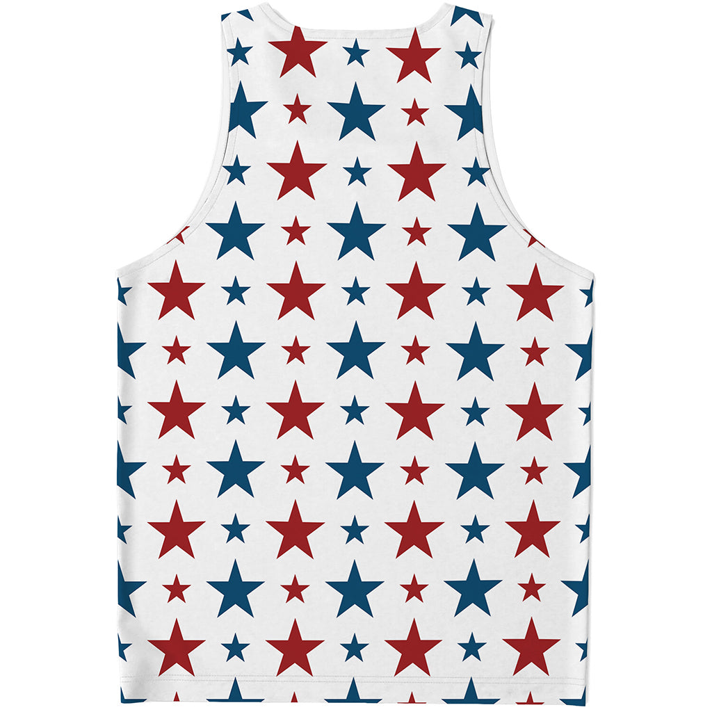 Red And Blue USA Star Pattern Print Men's Tank Top
