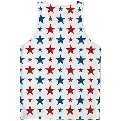 Red And Blue USA Star Pattern Print Men's Tank Top
