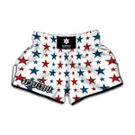 Red And Blue USA Star Pattern Print Muay Thai Boxing Shorts