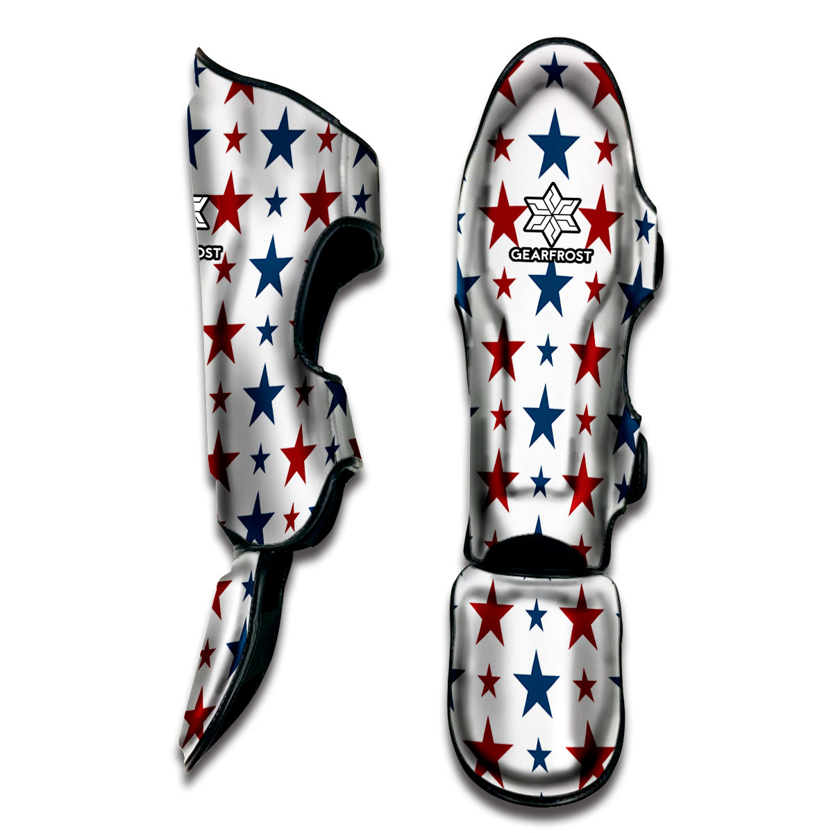 Red And Blue USA Star Pattern Print Muay Thai Shin Guard