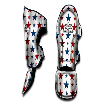 Red And Blue USA Star Pattern Print Muay Thai Shin Guard