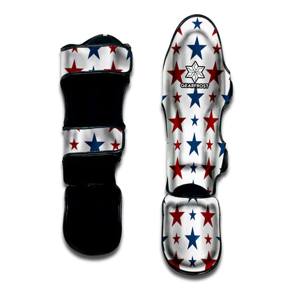 Red And Blue USA Star Pattern Print Muay Thai Shin Guard