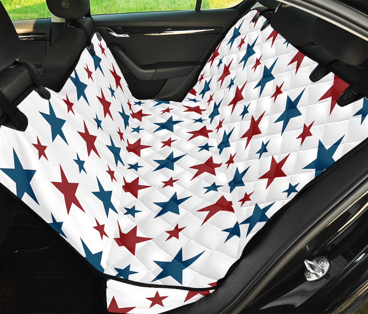 Red And Blue USA Star Pattern Print Pet Car Back Seat Cover