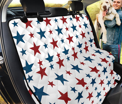 Red And Blue USA Star Pattern Print Pet Car Back Seat Cover