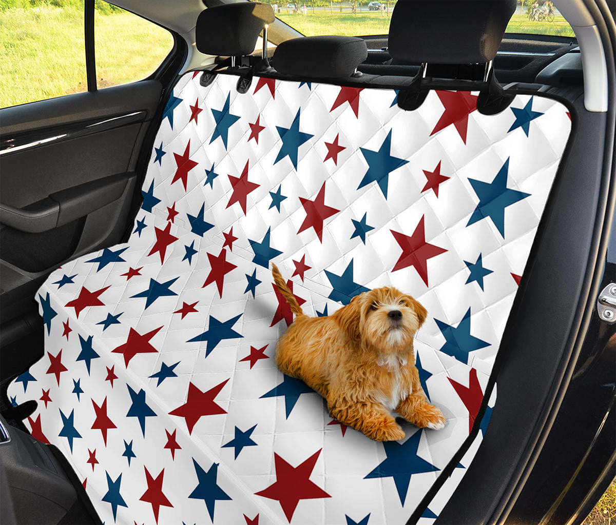 Red And Blue USA Star Pattern Print Pet Car Back Seat Cover