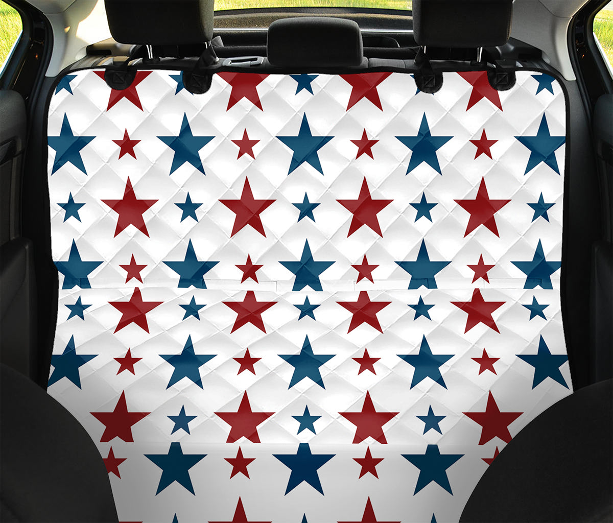 Red And Blue USA Star Pattern Print Pet Car Back Seat Cover