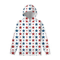 Red And Blue USA Star Pattern Print Pullover Hoodie