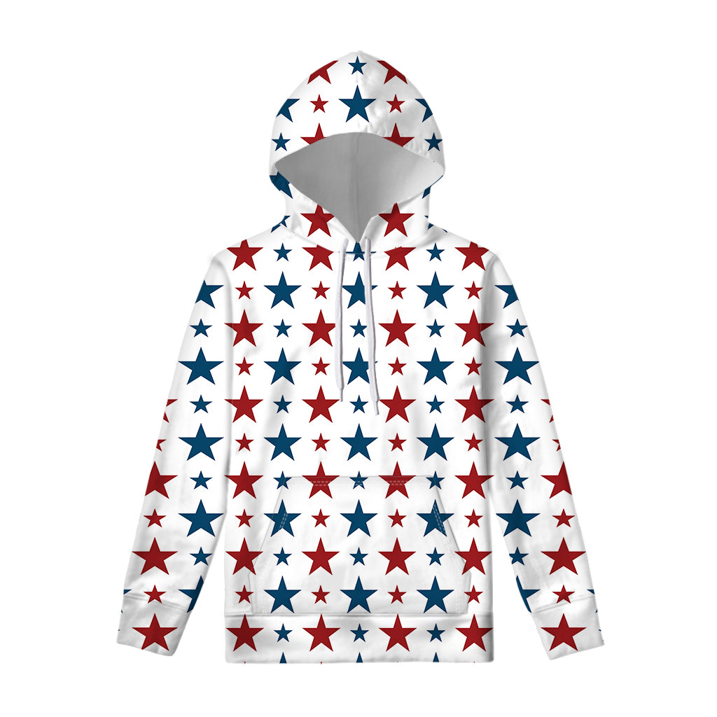 Red And Blue USA Star Pattern Print Pullover Hoodie