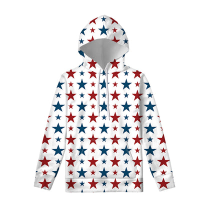 Red And Blue USA Star Pattern Print Pullover Hoodie