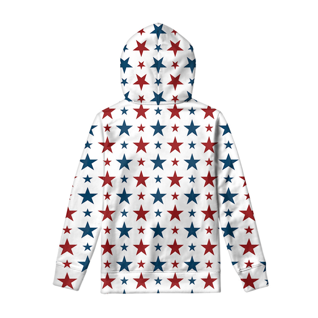 Red And Blue USA Star Pattern Print Pullover Hoodie