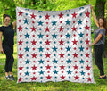 Red And Blue USA Star Pattern Print Quilt