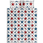 Red And Blue USA Star Pattern Print Quilt Bed Set