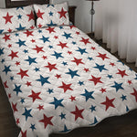 Red And Blue USA Star Pattern Print Quilt Bed Set
