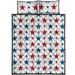 Red And Blue USA Star Pattern Print Quilt Bed Set