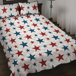 Red And Blue USA Star Pattern Print Quilt Bed Set