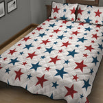 Red And Blue USA Star Pattern Print Quilt Bed Set