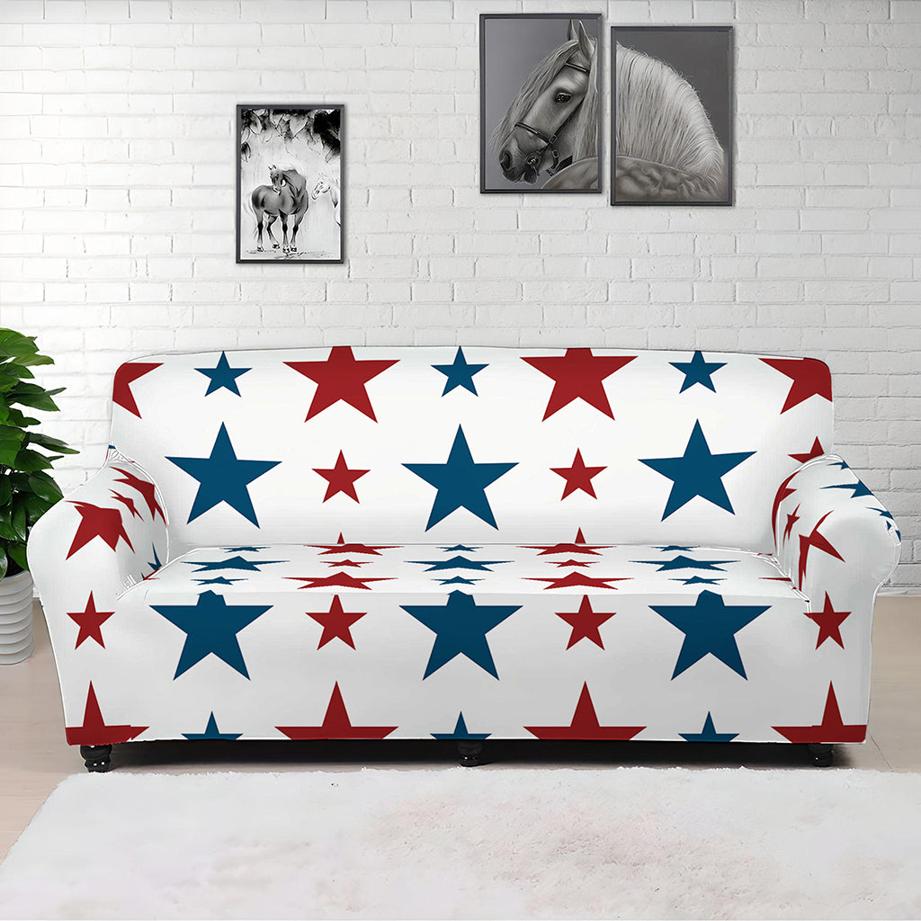 Red And Blue USA Star Pattern Print Sofa Cover