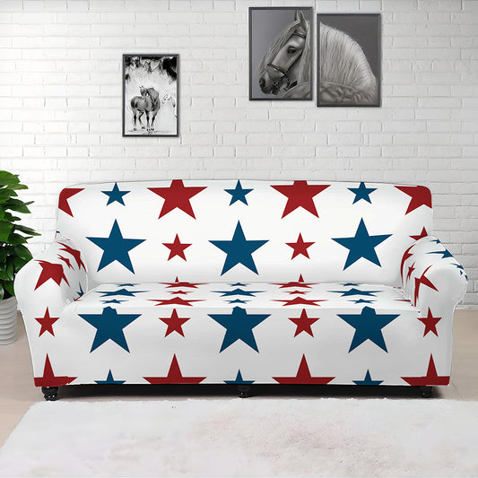 Red And Blue USA Star Pattern Print Sofa Cover