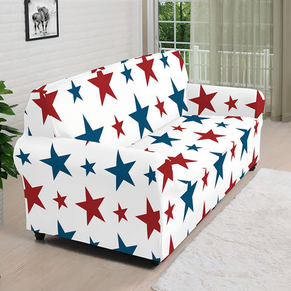 Red And Blue USA Star Pattern Print Sofa Cover