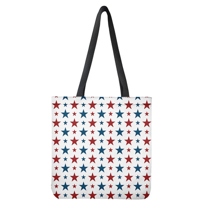 Red And Blue USA Star Pattern Print Tote Bag