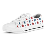 Red And Blue USA Star Pattern Print White Low Top Shoes