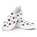 Red And Blue USA Star Pattern Print White Slip On Sneakers