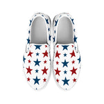 Red And Blue USA Star Pattern Print White Slip On Shoes