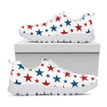 Red And Blue USA Star Pattern Print White Running Shoes