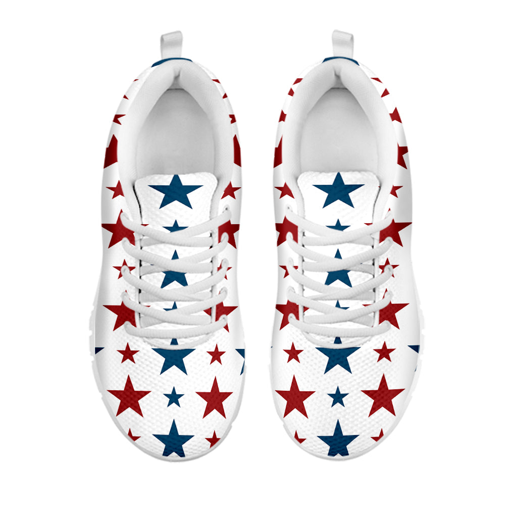 Red And Blue USA Star Pattern Print White Sneakers