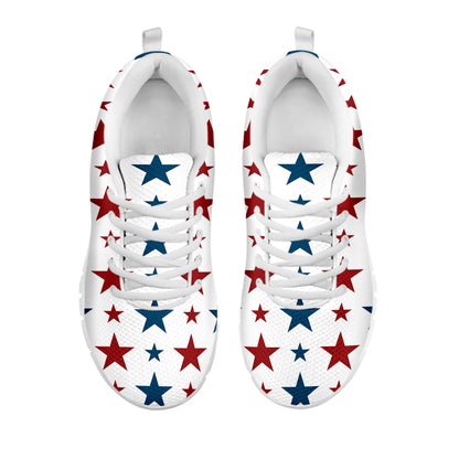 Red And Blue USA Star Pattern Print White Sneakers